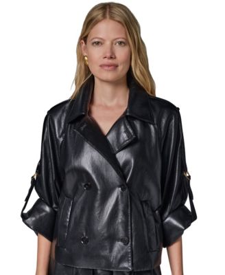 Petite Roll-Sleeve Collared Short Jacket