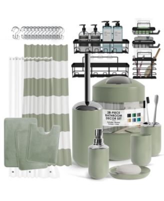 Piece Complete Bathroom Set with Bath rugs and Shower Caddy