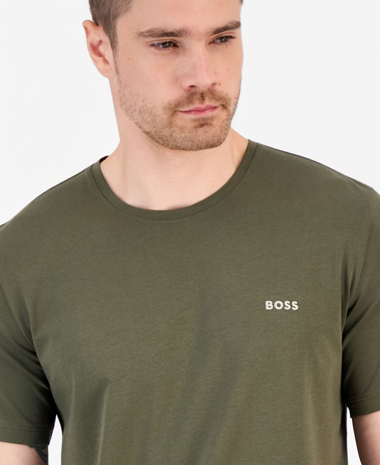 Мужская футболка BOSS by Hugo Boss Mix & Match Crewneck Short-Sleeve Cotton, цвет: Зелёный — фото 3
