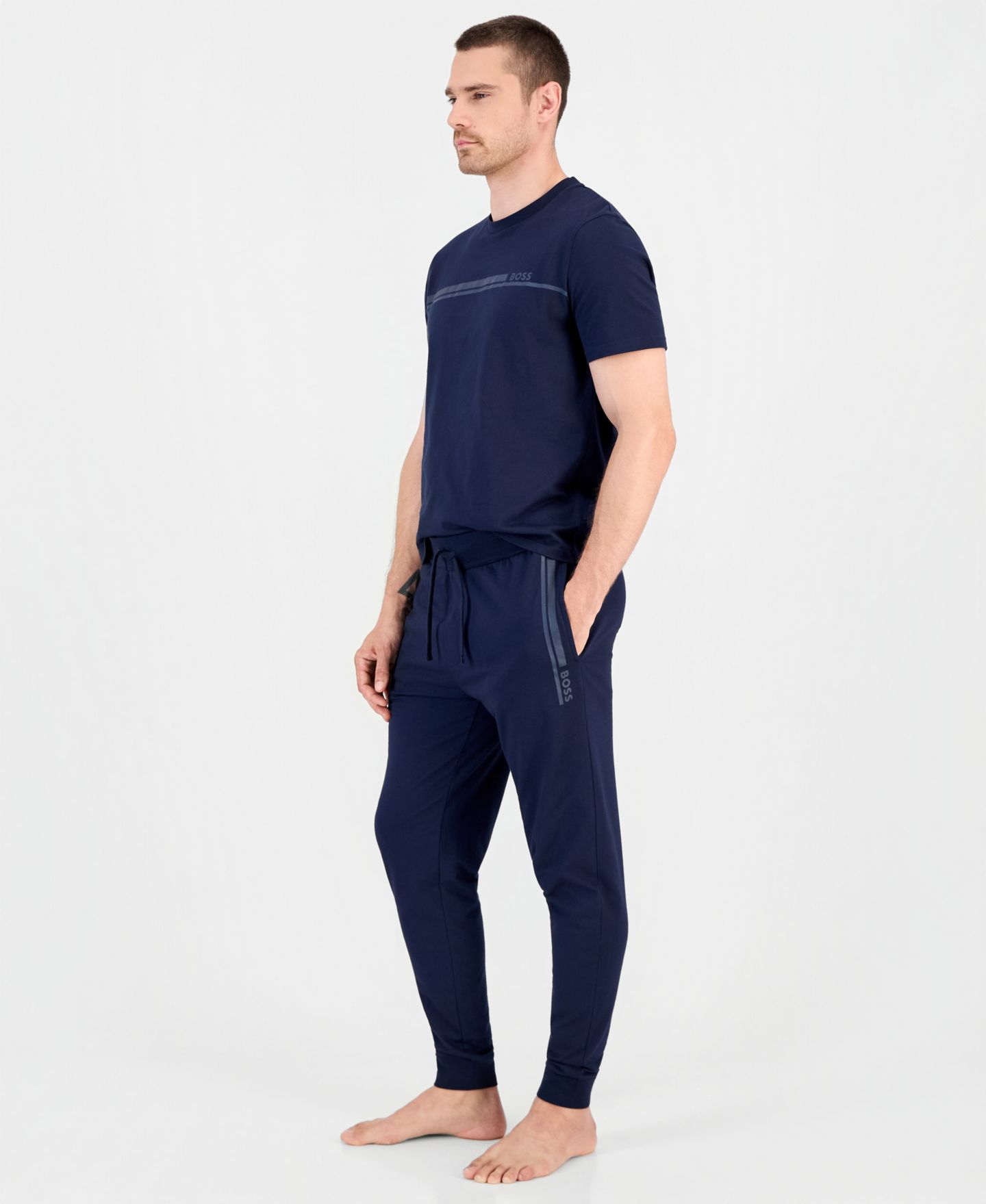 Мужские брюки BOSS by Hugo Boss Authentic Heatseal-Logo Cotton Jogger, цвет: Тёмный синий — фото 4