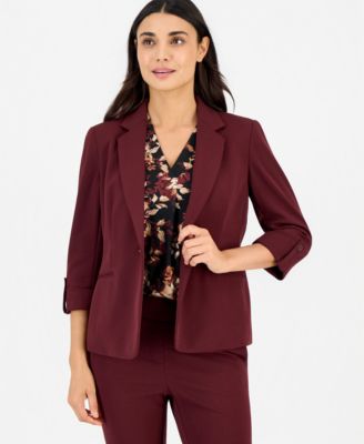 Petite 3/4-Sleeve One-Button Blazer
