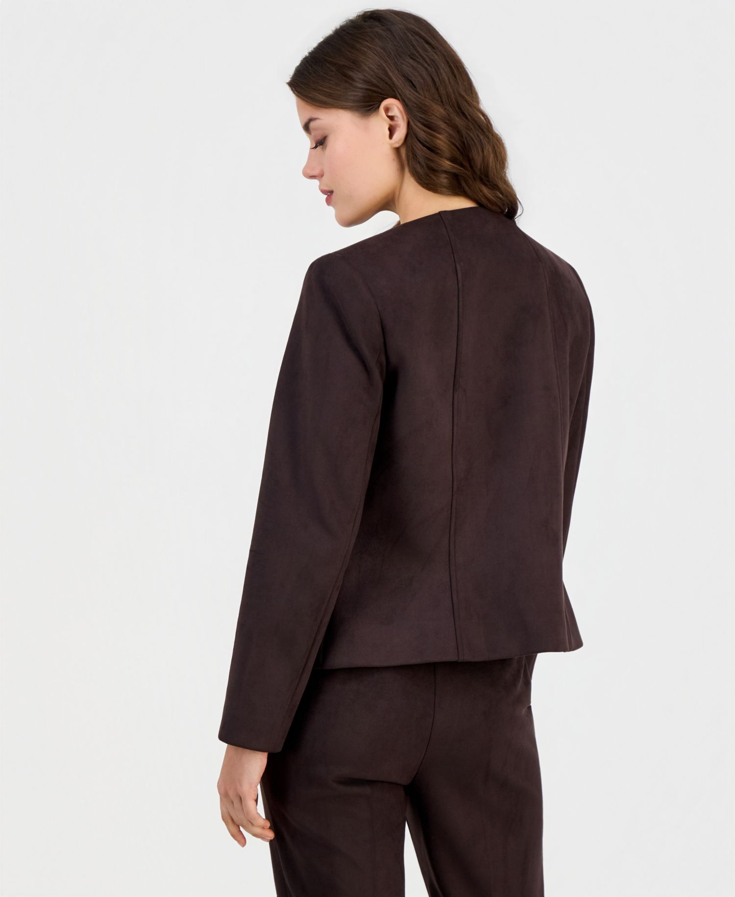 Petite Scuba Suede Open-Front Jacket