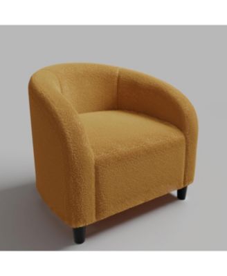 Accent Barrel Chair Boucle Club Chair Furry Sherpa Armchair Suitable for Living Room Bedroom Reception Room Office