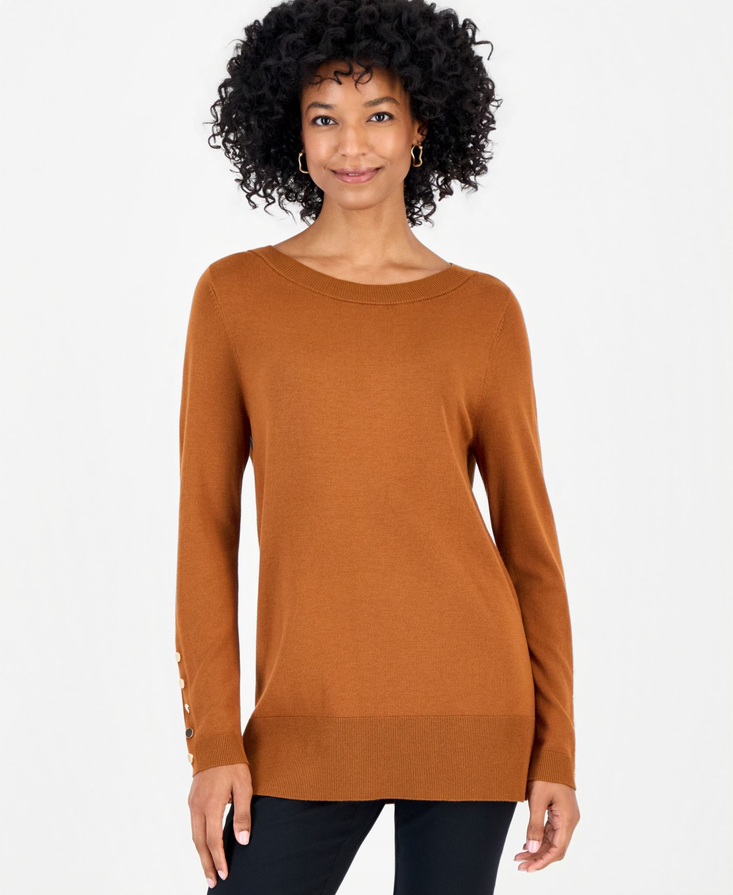Petite Boat Neck Long-Sleeve Sweater