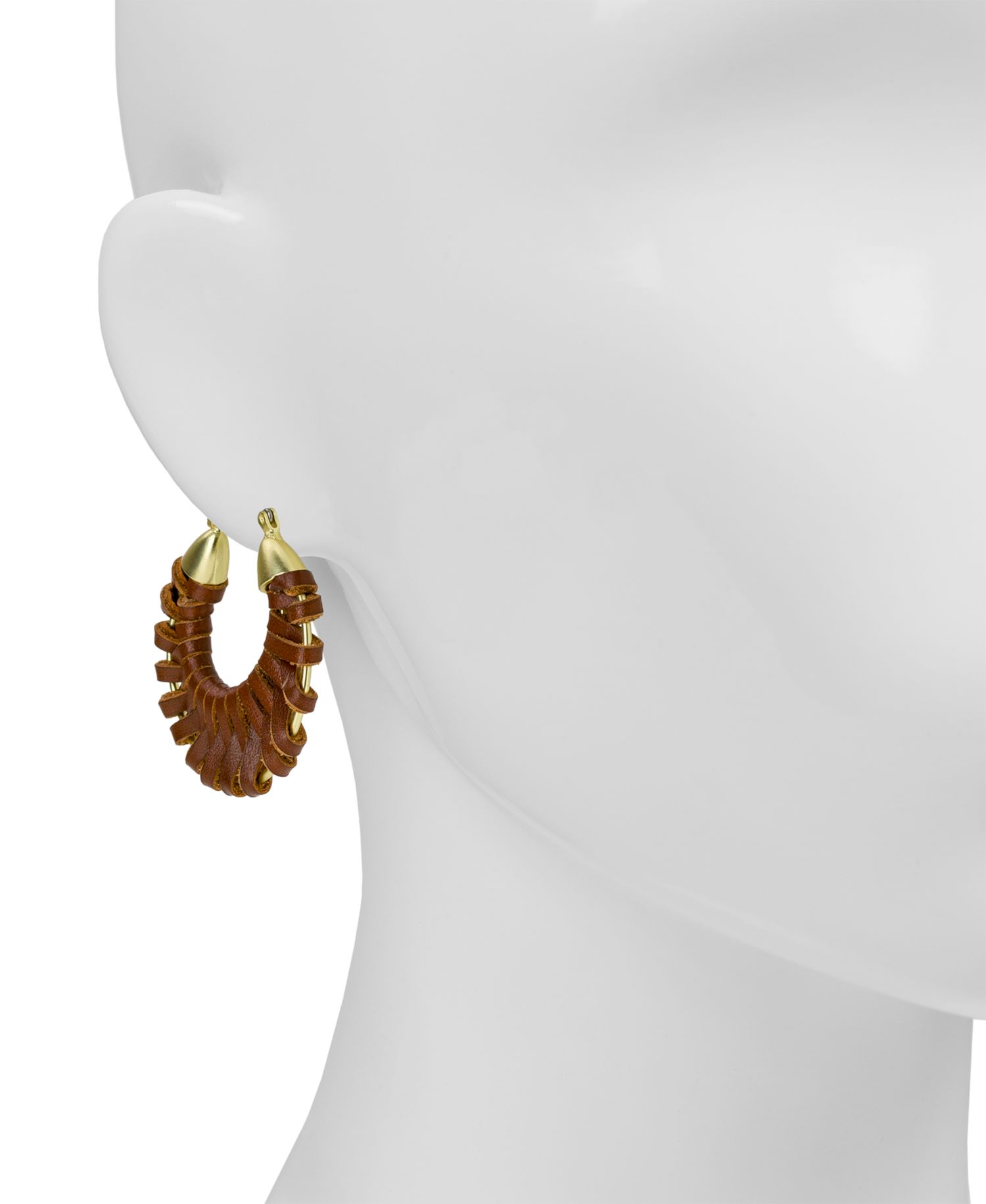 Wrapped Leather Collection Woven Hoop Earrings