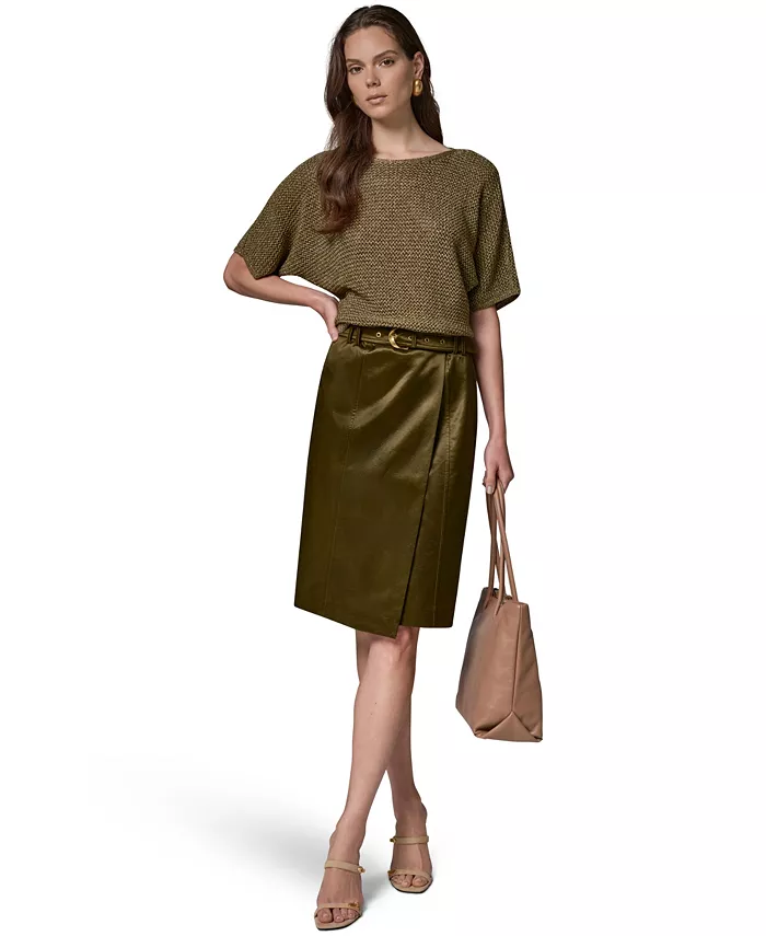 Women's Glazed Cotton Belted Skirt - thumbnail 6