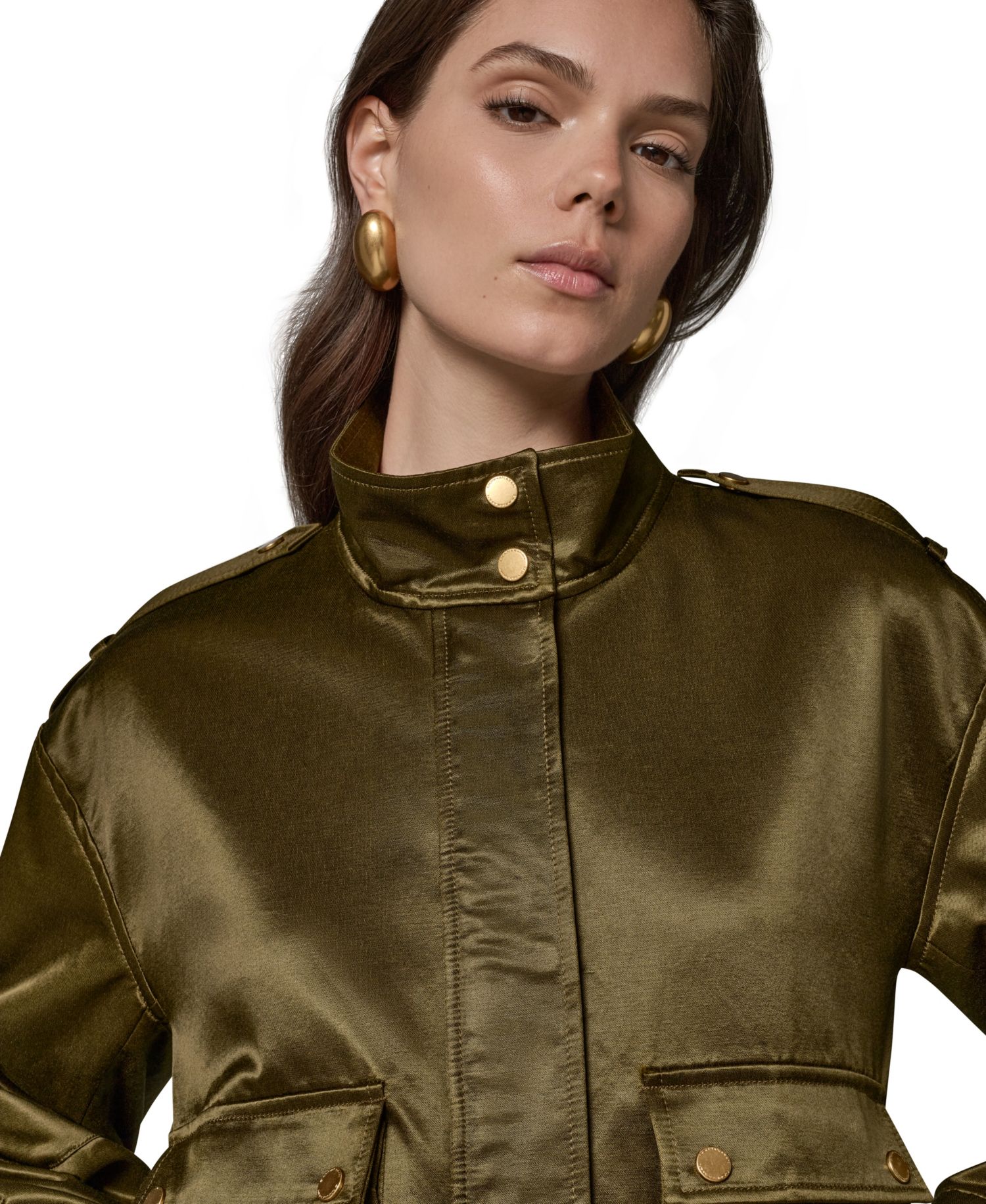 Women's Glazed Cotton Zip-Front Jacket