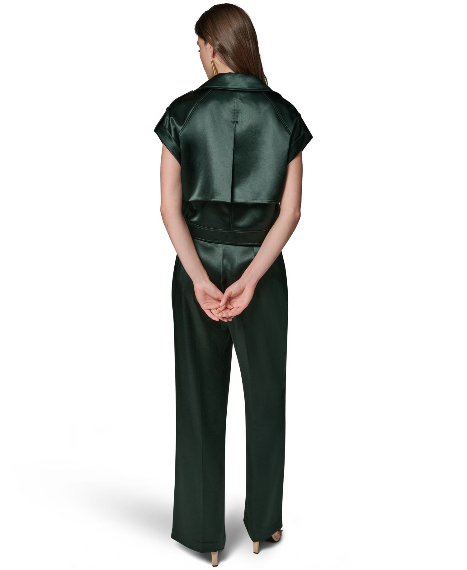 Women's Luxe Drape Satin Belted Vest
