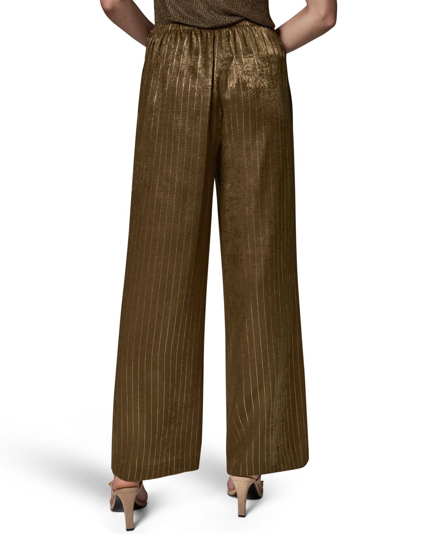 Women's Pinstripe Satin Pull-On Pants