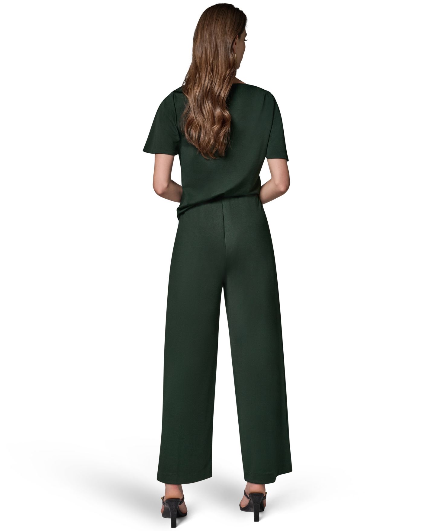 Женские брюки Donna Karan New York Wide-Leg Pull-On, цвет: Чёрный тёмно-зелёный — фото 5