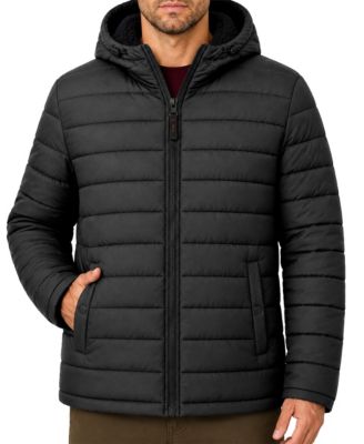 Men's Stretch Hooded Sherpa Lined Puffer Jacket