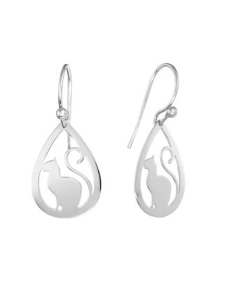 Laser Cut Cat Teardrop Earrings