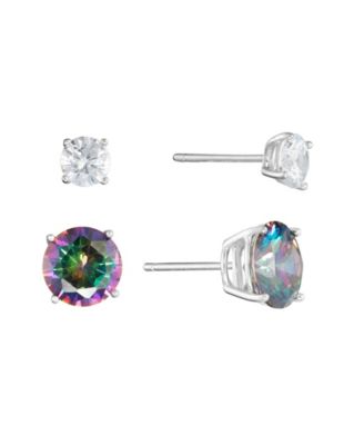 8mm Mystic Cubic Zirconia Stud Earrings
