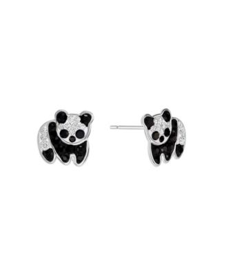Crystal Pave Panda Stud Earrings