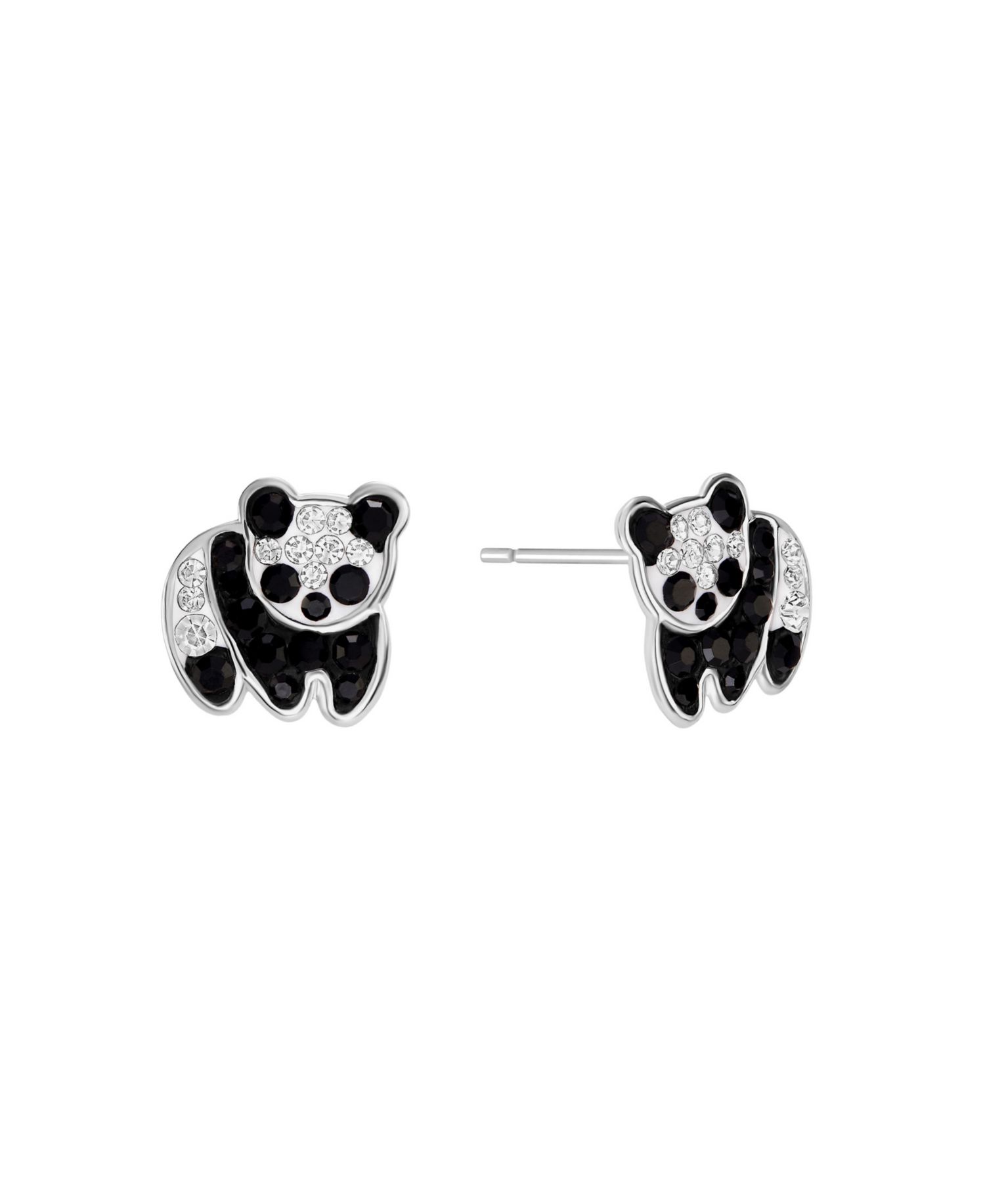 Sterling Silver Crystal Pave Panda Stud Earrings