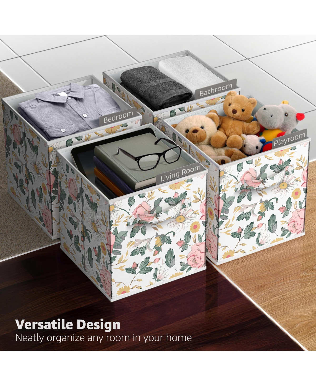 Sorbus 6 Pack 11 Inch Foldable Storage Cubes with Handle- for Organizing Home