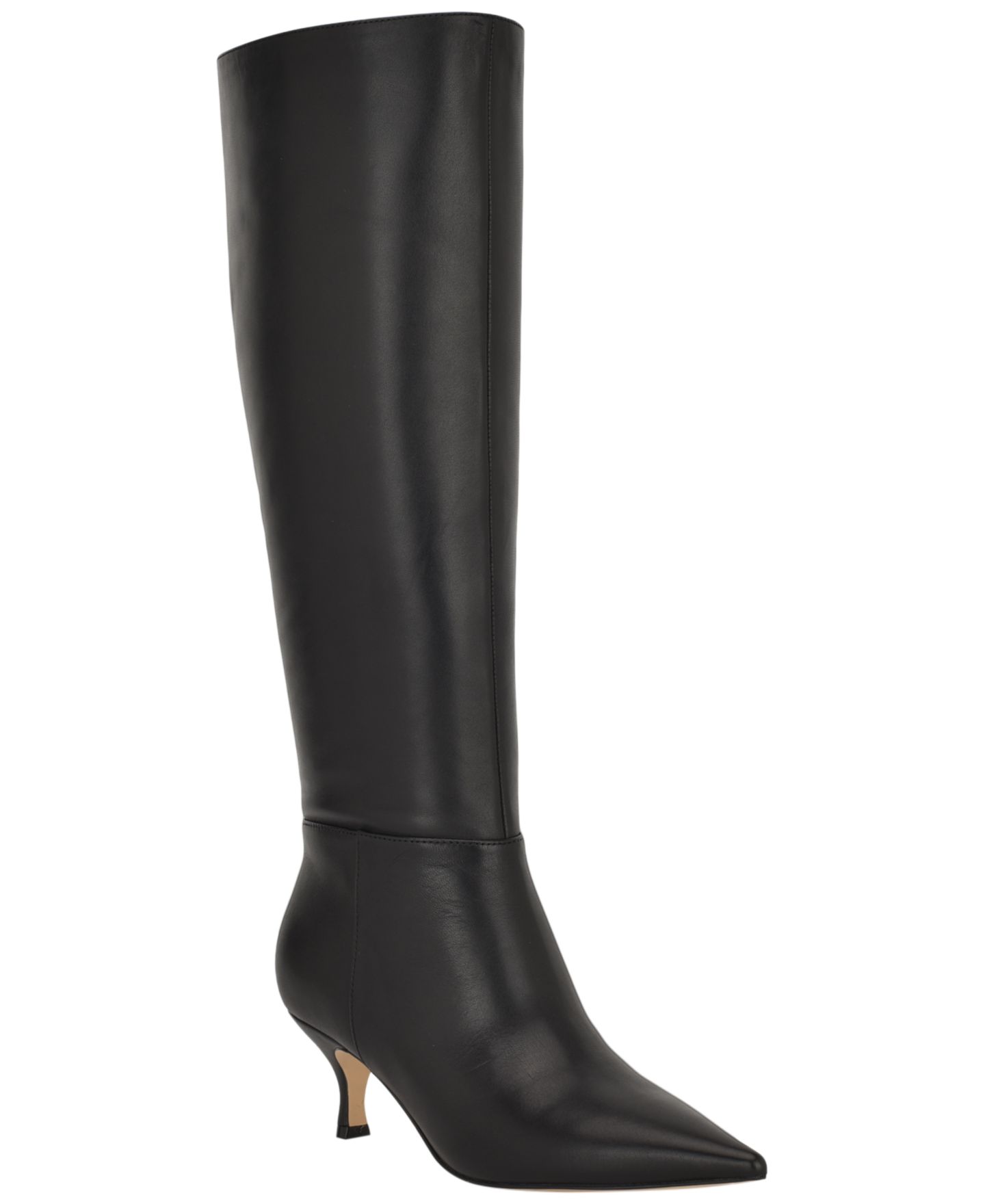 Женские ботинки Nine West Somas Tall Kitten Heel Dress Boots, Regular & Wide Calf, цвет: Чёрный кожаный — фото 1