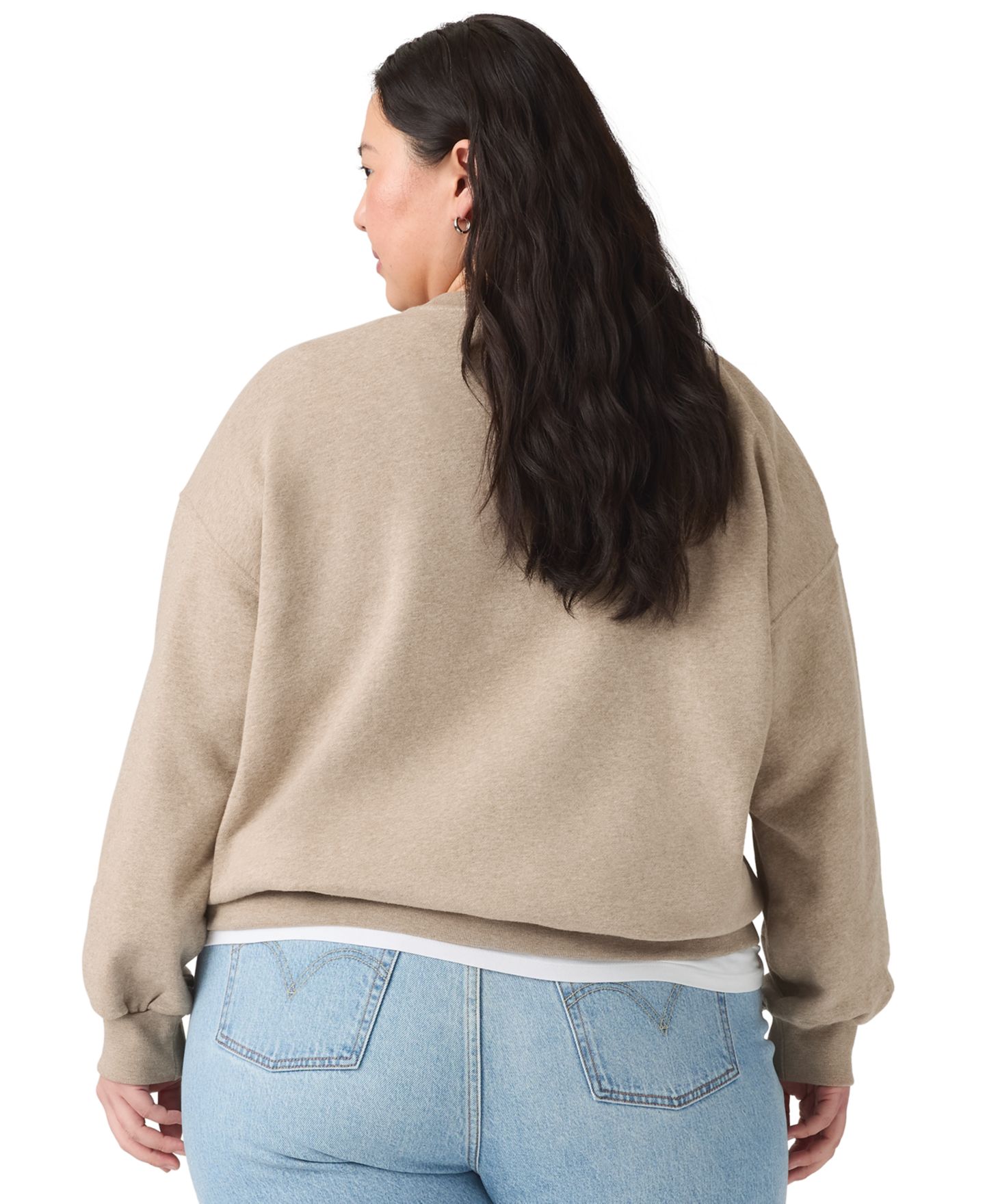 Женская толстовка Levi's Plus Size Everyday Brushed Fleece Relaxed-Fit Crewneck, цвет: Серо-коричневый серый меланжевый — фото 4