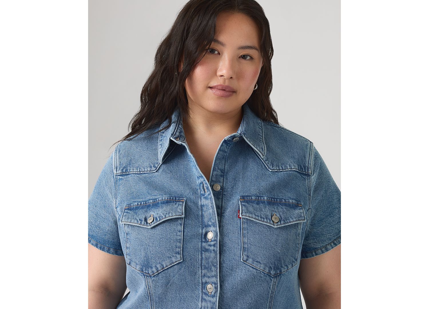 Plus Size Trace Western Short-Sleeve Collared Dress