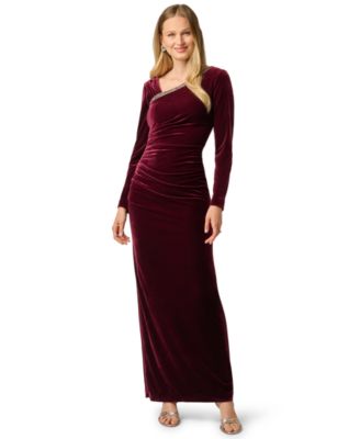 Women's Long-Sleeve Velvet Dress