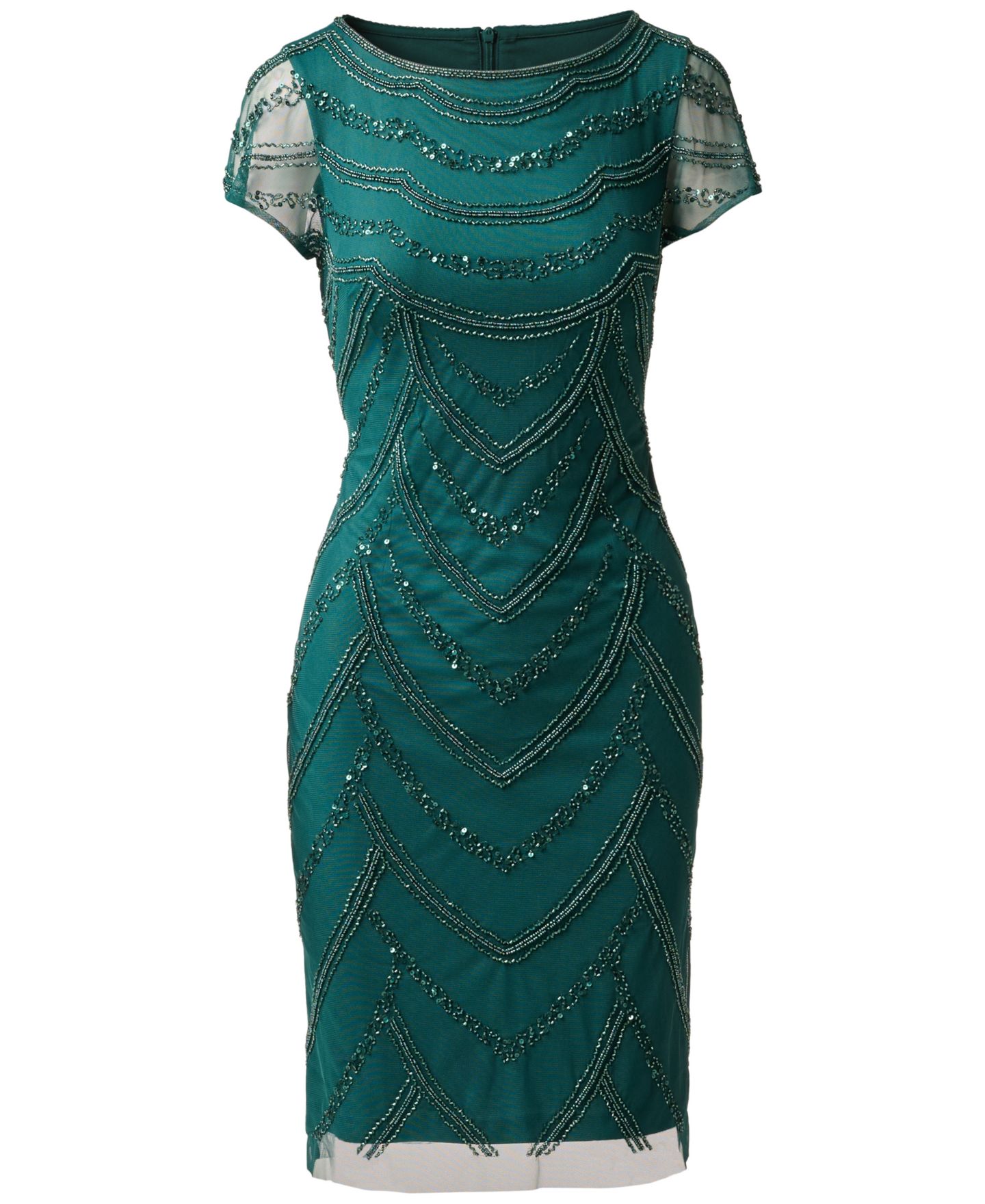 Женское платье Adrianna Papell Beaded Cap-Sleeve Sheath, цвет: Зелёный — фото 7