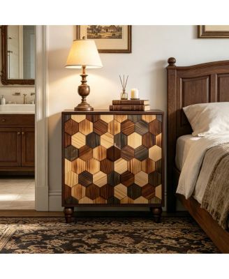 30.31" Sideboard with Honeycomb Pattern, Modern Accent Cabinet
