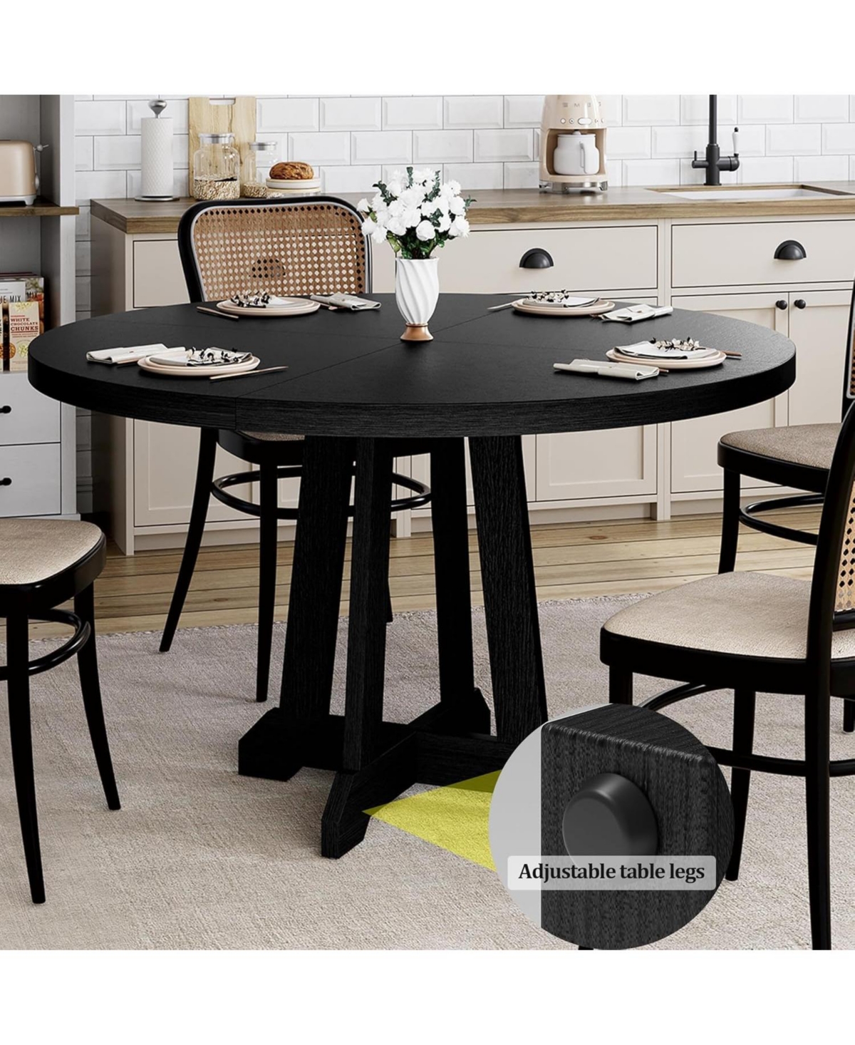 gaomon Round Dining Table for 4, Farmhouse Kitchen Table for Home Dining Room