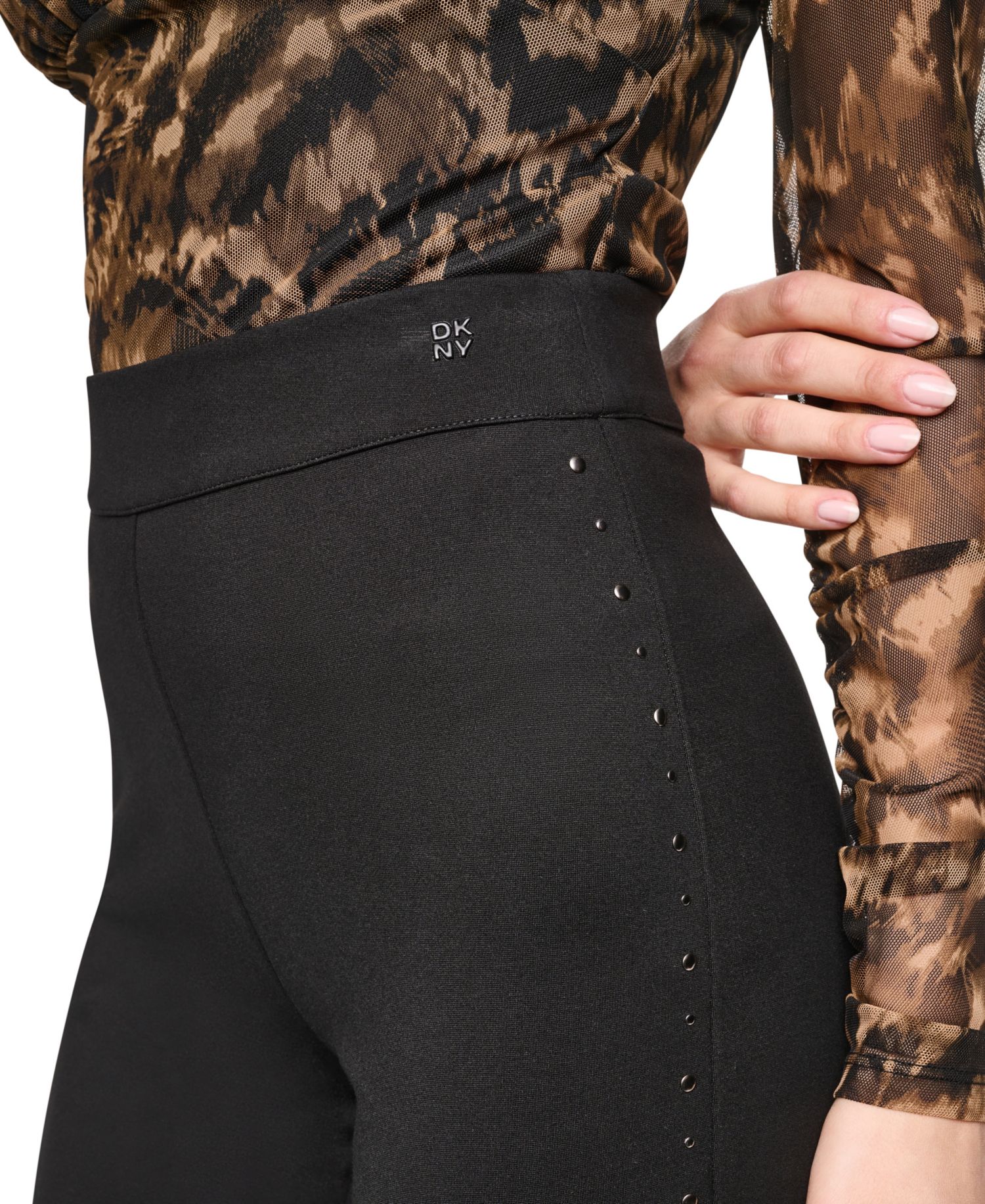 Women's Stud Detail Pull-On Wide-Leg Ponte Pants