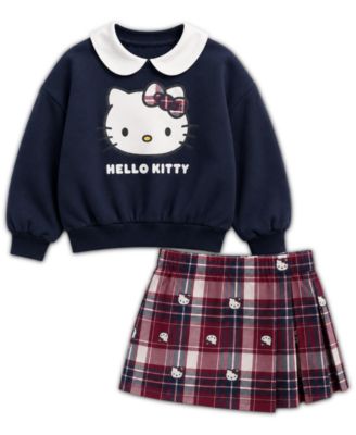 Girls' 2T-6X Peter Pan Collar Sweatshirt and Skirt, 2-Piece Set