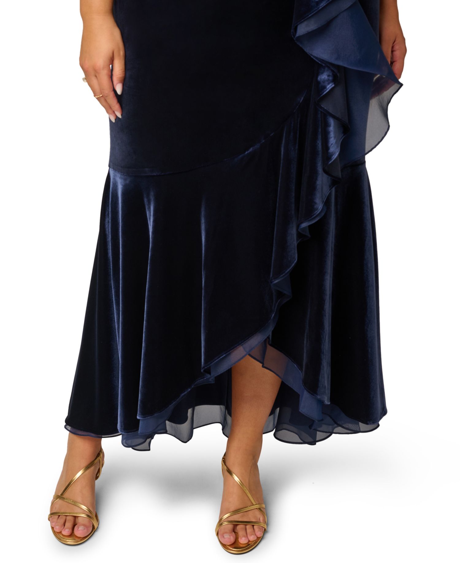 Plus Size Surplice Neck Fit & Flare Dress