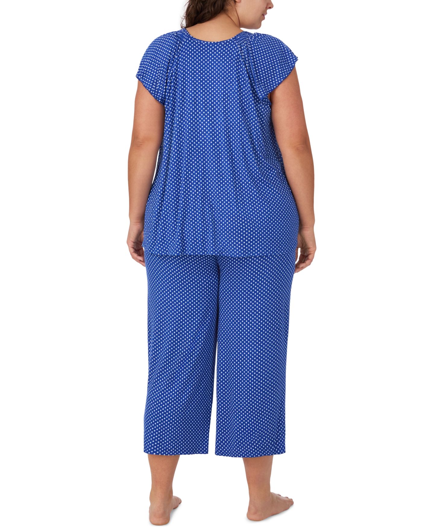 Ellen Tracy Plus Size Scoop Neck Top and Cropped Pajama Pants, 2-Piece Set, цвет: Синий — фото 4