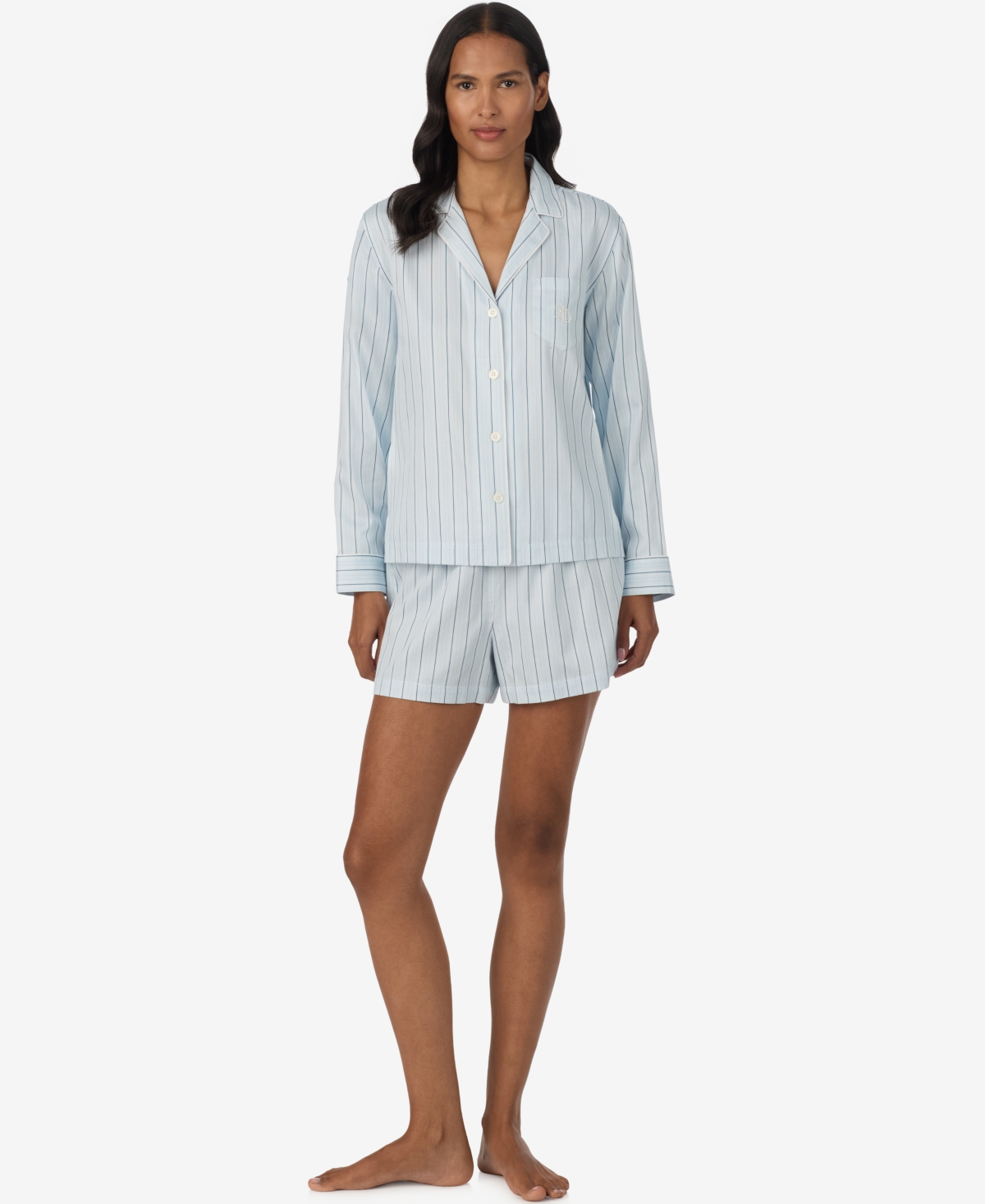 Lauren Ralph Lauren Women's Long-Sleeve Pajama Set - Blue Stripe