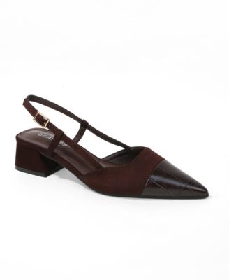 Women's Fay Croco Texture Toe Cap Low Block Heel Slingback
