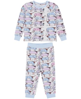 Kids Cotton Jersey Two Piece Long Sleeve Pajama Set