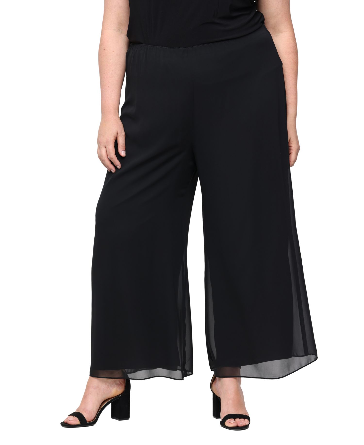 Plus Size Pull-On Chiffon Pants