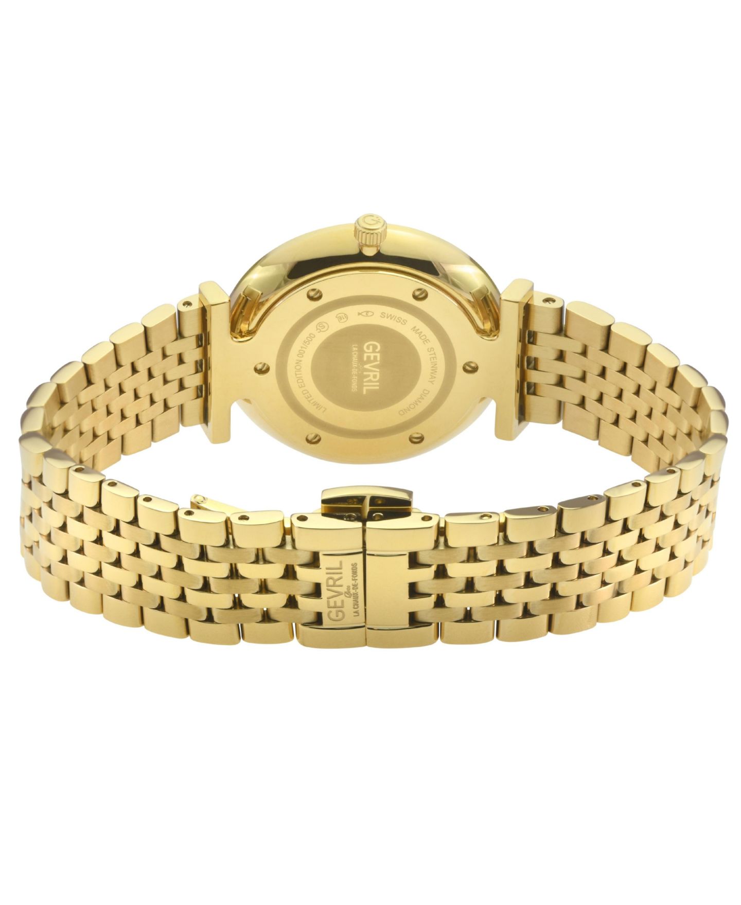 Женские часы Gevril Atelier 57 Swiss Quartz Diamond IP Stainless Steel Bracelet Watch, цвет: Золотой — фото 2