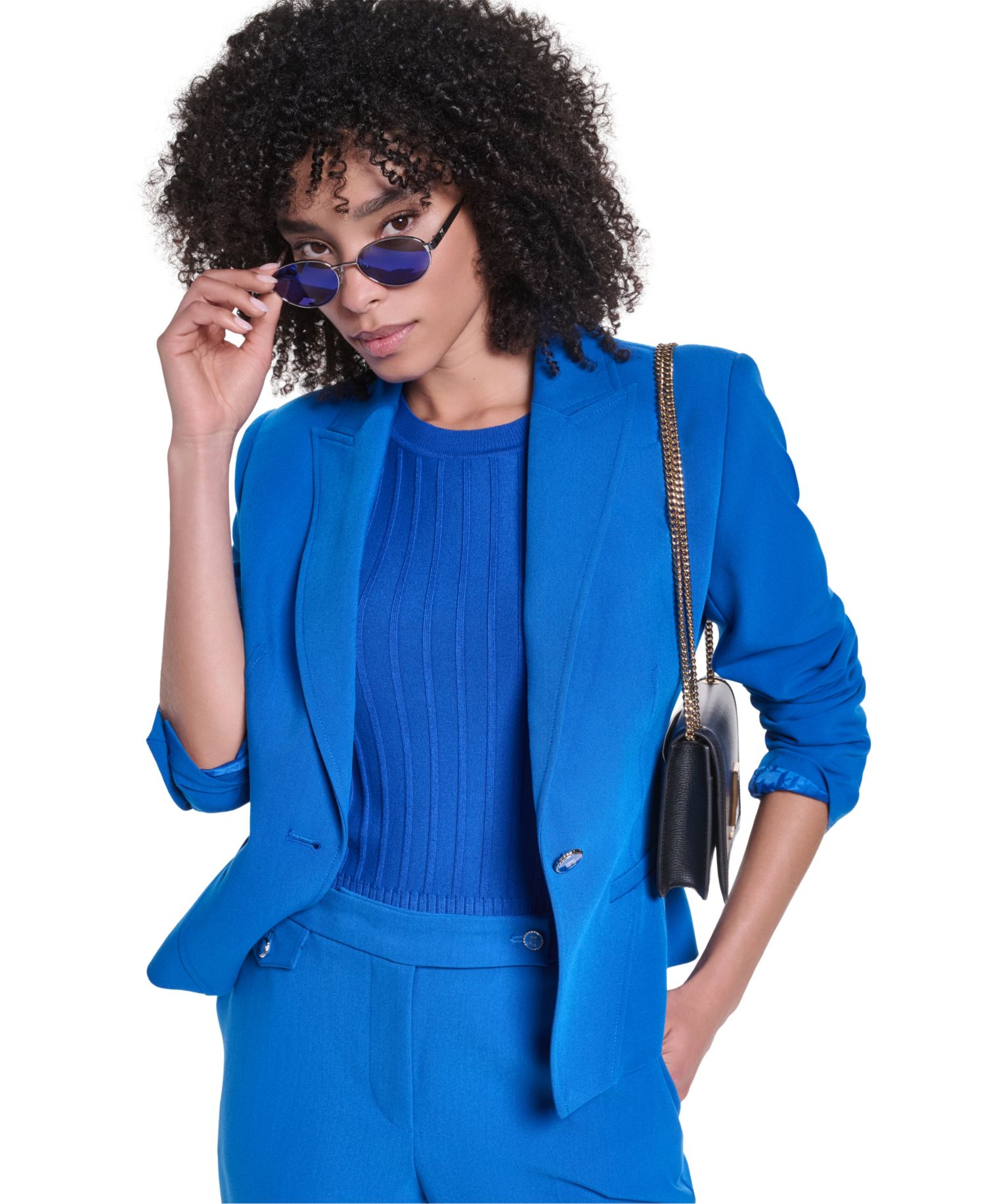 Women's V-Neck Cropped Tailored Blazer