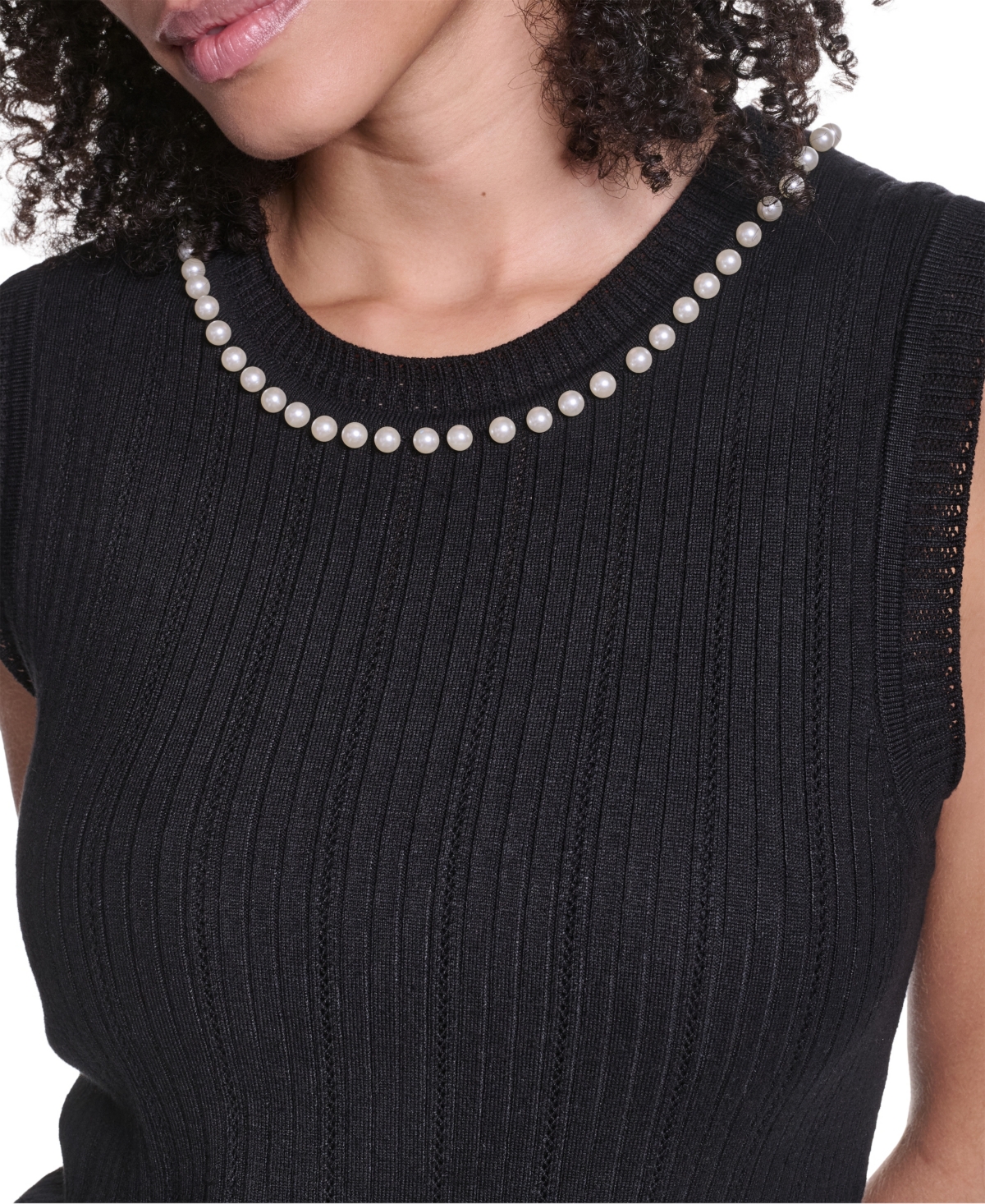 Karl Lagerfeld Paris Women's Short-Sleeve Crewneck Sweater