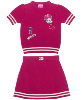 Girls' 2T-6X Minnie Mouse Short-Sleeve Sweater and Varsity Skirt, 2-Piece Set