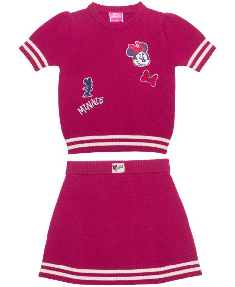 Детский комплект Disney Minnie Mouse: свитер и юбка в стиле варсити, 2T-6X, цвет: Бордовый