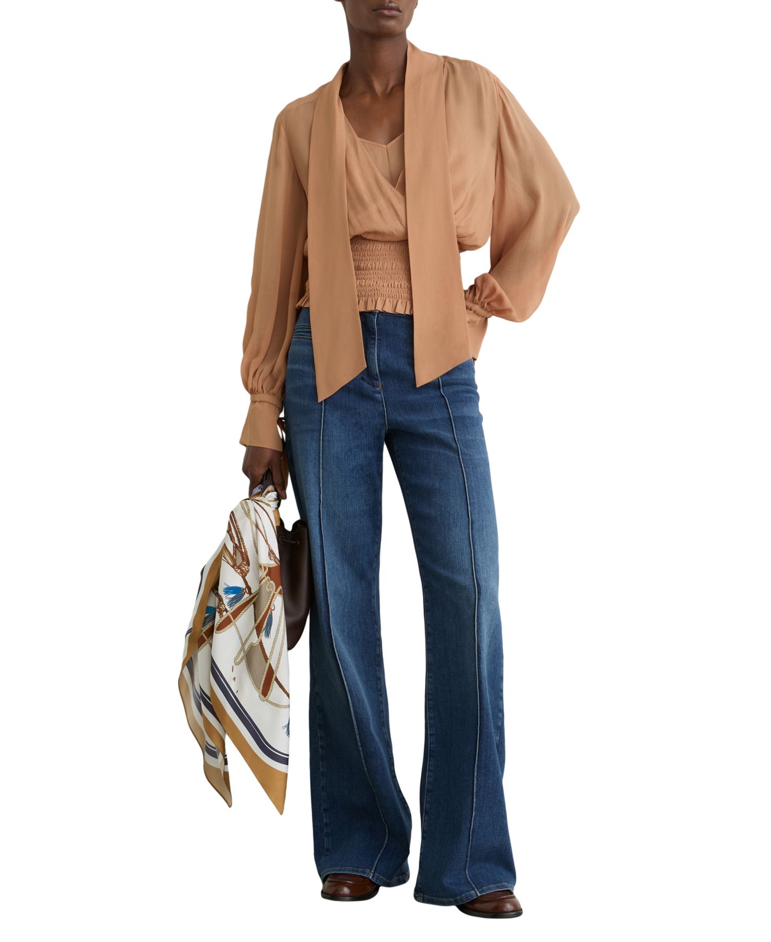 Women's Phoebe Long-Sleeve Sheer Tie-Neck Blouse