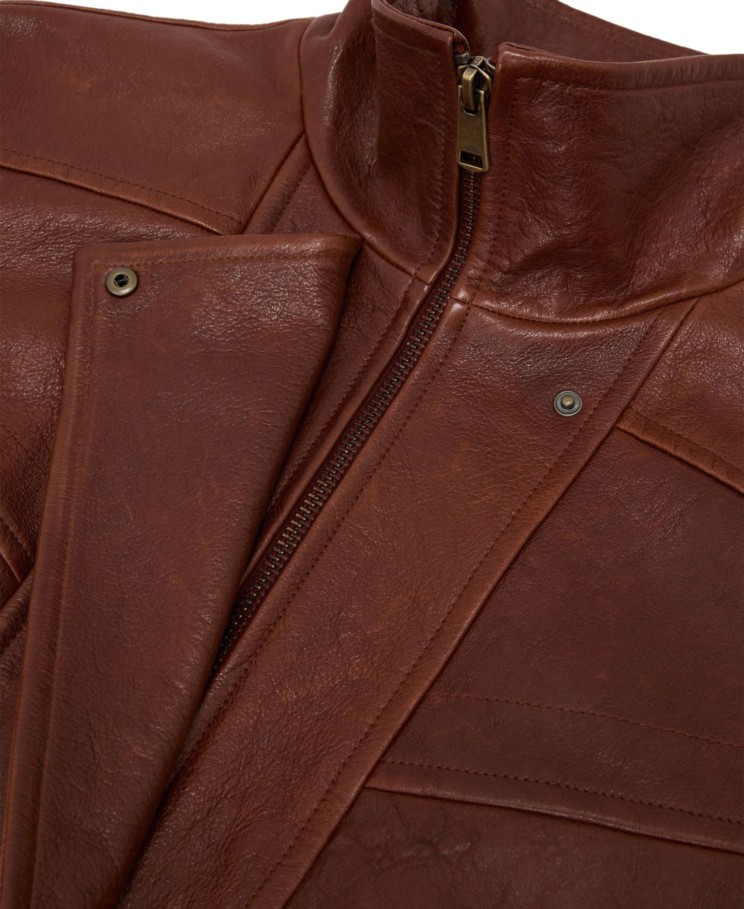 Women's Petra Textured Oversized Funnel-Neck Leather Jacket