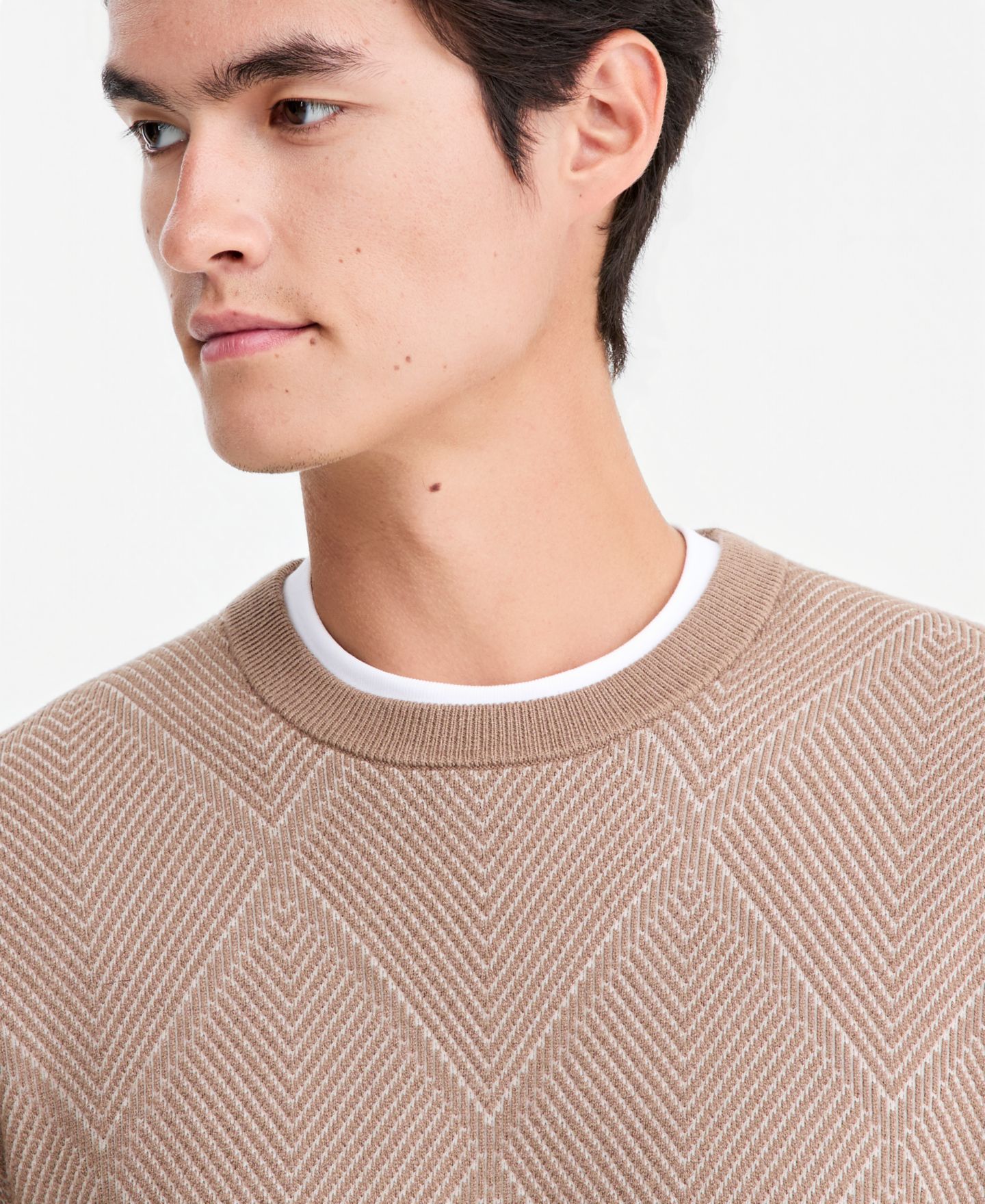 Мужской свитер Alfani Criss-Cross Jacquard Crewneck, цвет: Cracked Wa — фото 5