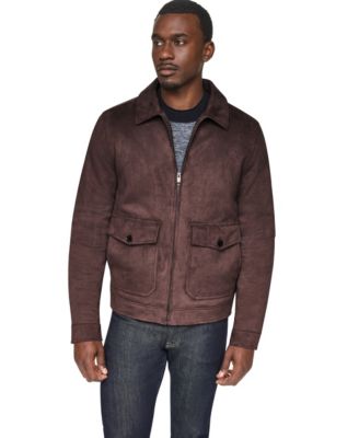 Men's Faux Suede Zip-Front Hipster Jacket