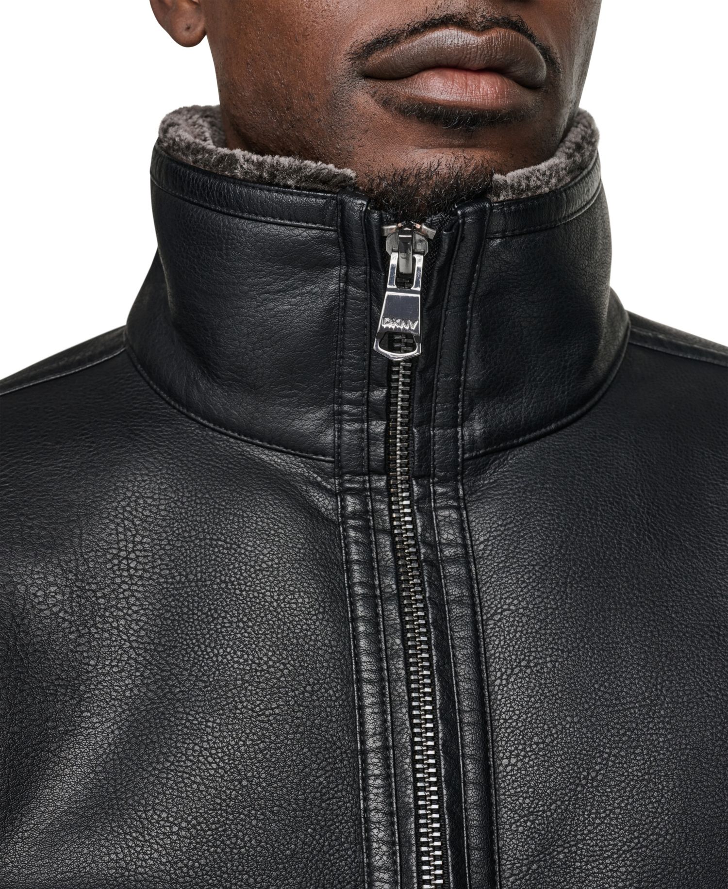 Men's Faux Fur Lined PU Jacket