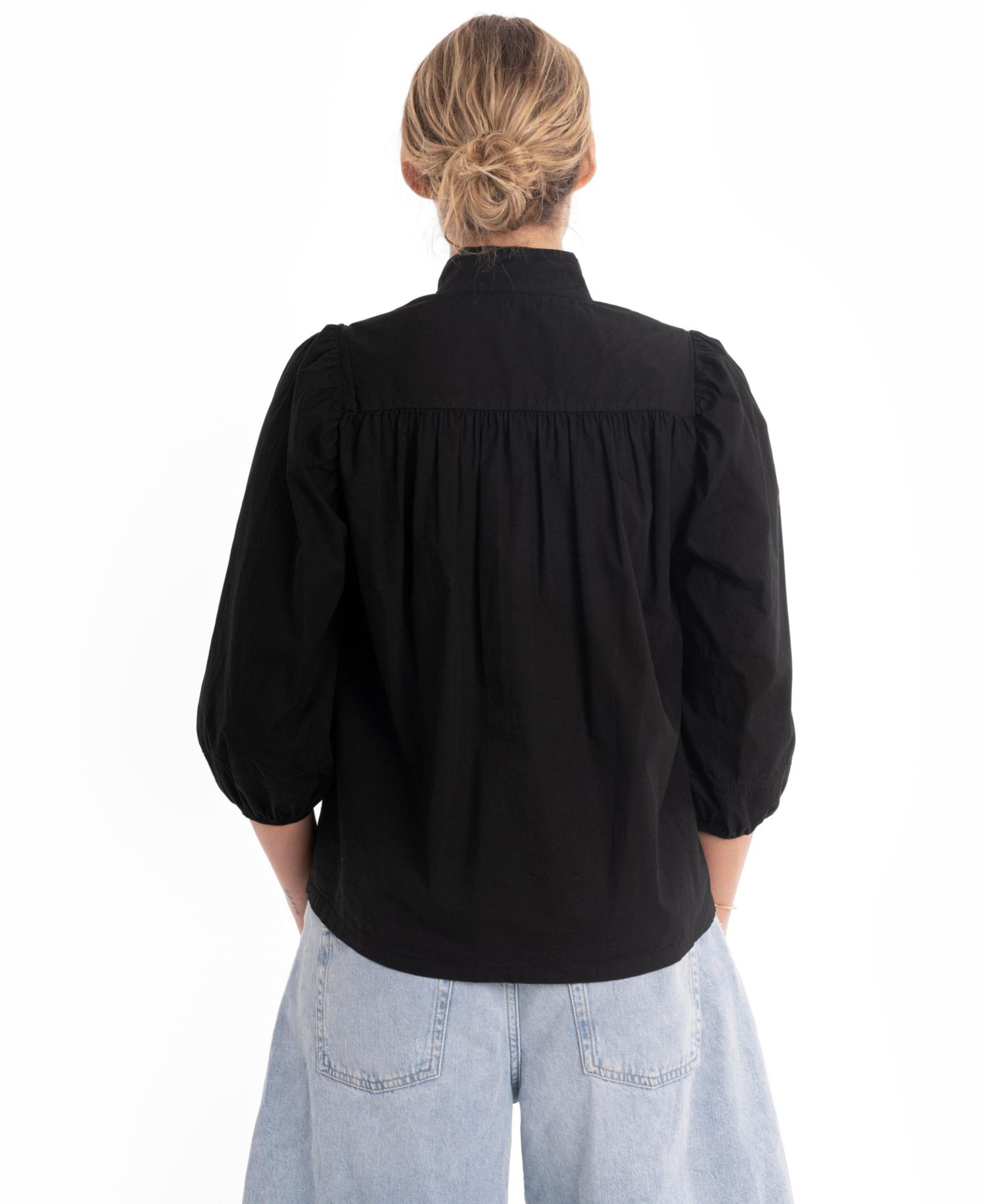 Women's Cotton Tie Neck 3/4 Sleeve Top