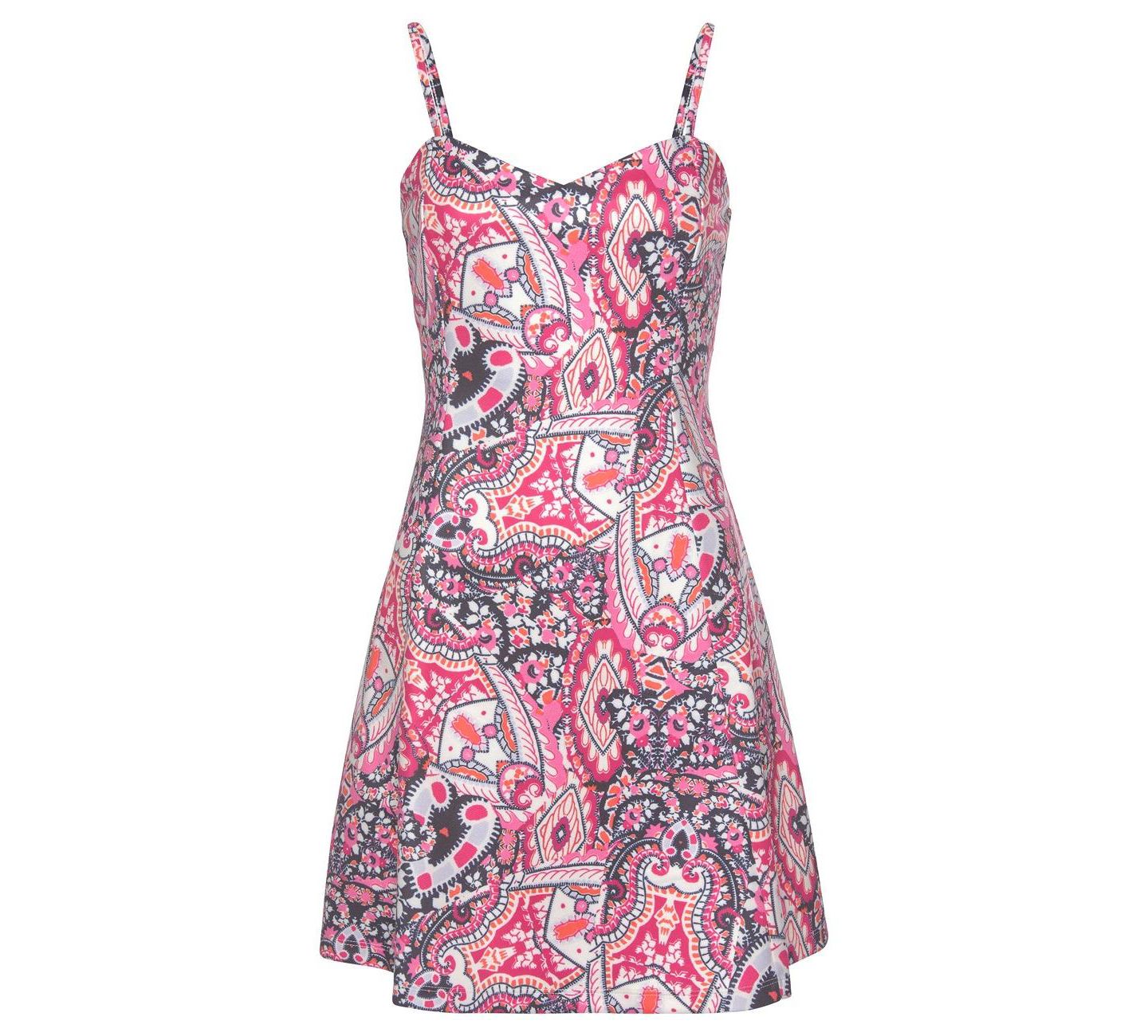 Женское платье LASCANA Printed Sundress A-Line Short, цвет: Розовый разноцветный — фото 4