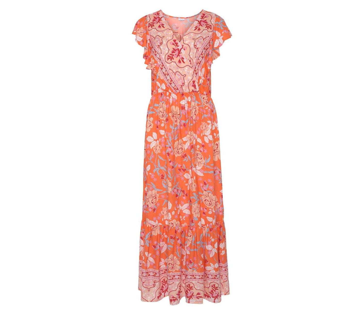 Women's Viscose Floral Print Surplice-Neck Maxi Dress