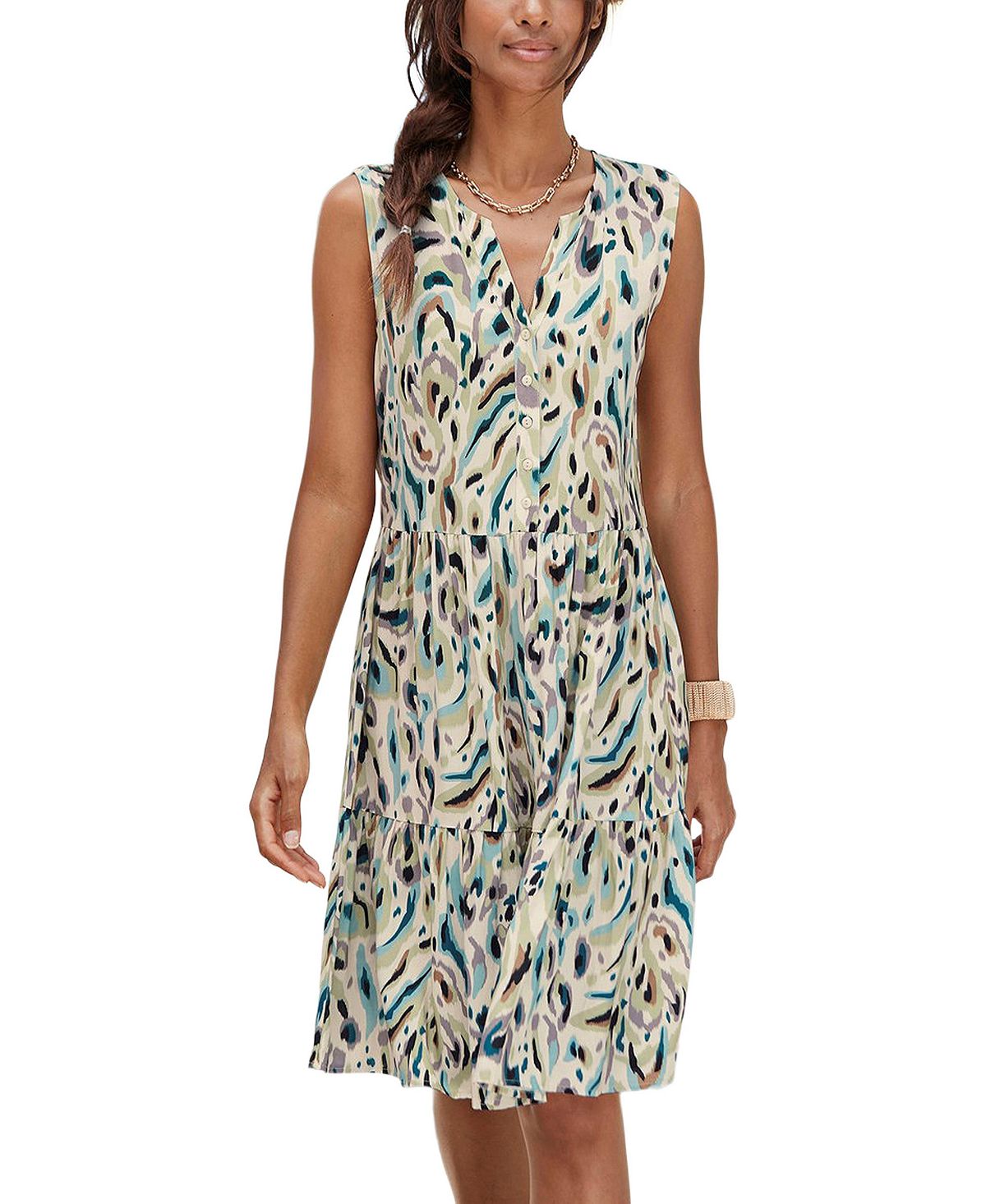 LASCANA Women's Button Up Tiered Dress view 1 — MAYCSS fashion products