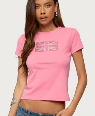 Women's Uk Girl Rhinestone T Shirt
